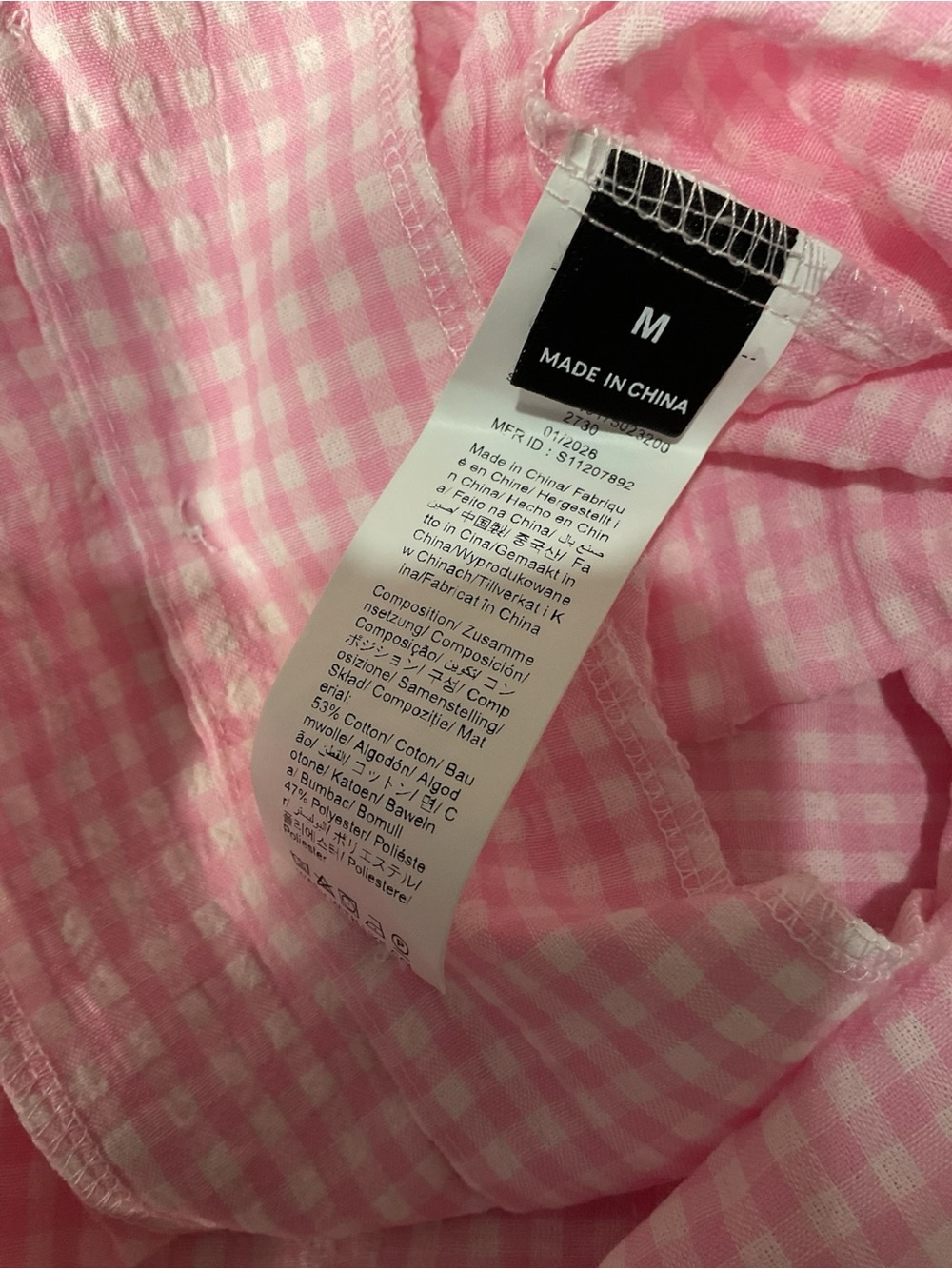 Pink Gingham Lace Trim Tie Back Blouse Cottagecore Coquette Top Medium - Picture 5 of 5
